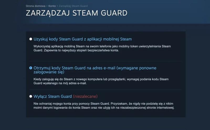 Wyłączenie i dezaktywacja Steam Guard