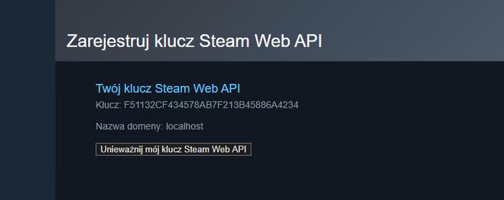 Uzyskiwanie klucza API Steam