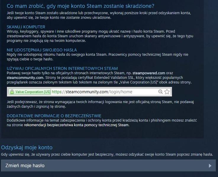 Zabezpieczenia konta Steam