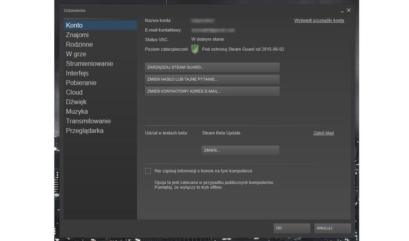 Bezpieczeństwo konta Steam